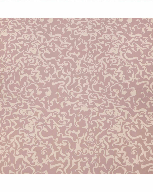 Dusty Pink and Beige Abstract Swirl Printed Cotton Lawn Fabric, 110 Cms Width, Made in India-D23542