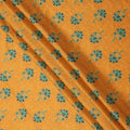 Mustard Yellow with Green Floral Buti Printed Cotton Lawn Fabric, 110 Cms Width, Made in India-D23543 Regal Fabrics