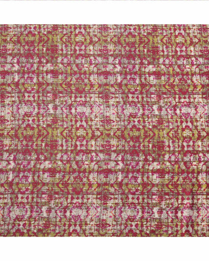 قماش قطني مطبوع بتقنية الصباغة التجريدية باللونين الأرجواني والأخضر الزيتوني، عرض 110 سم، صنع في الهند - D23547