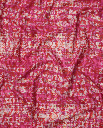 Pink and Red Abstract Tie-Dye Printed Cotton Lawn Fabric, 110 Cms Width, Made in India-D23548 Regal Fabrics