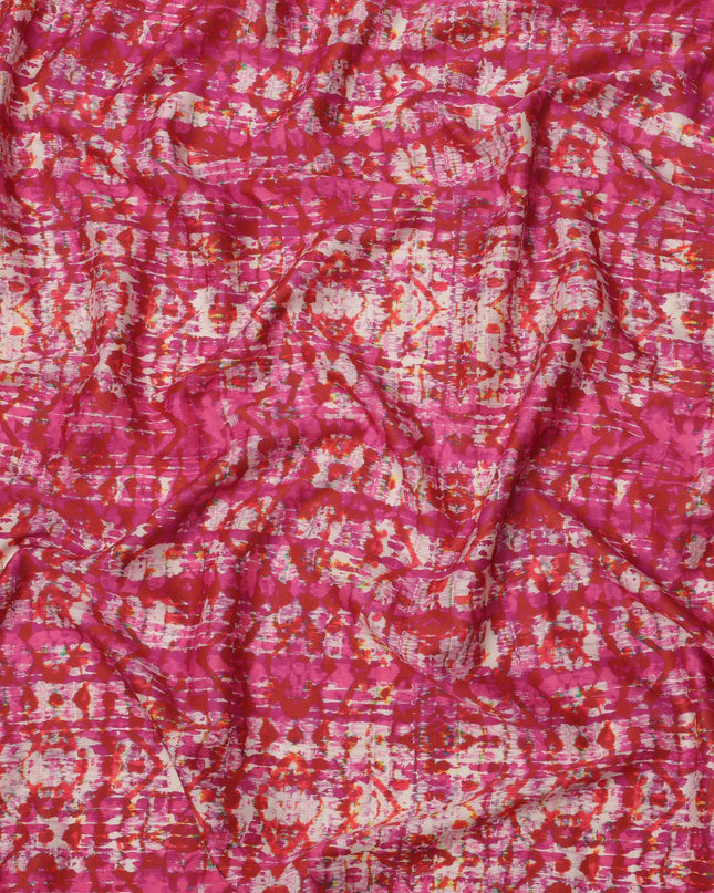 Pink and Red Abstract Tie-Dye Printed Cotton Lawn Fabric, 110 Cms Width, Made in India-D23548 Regal Fabrics