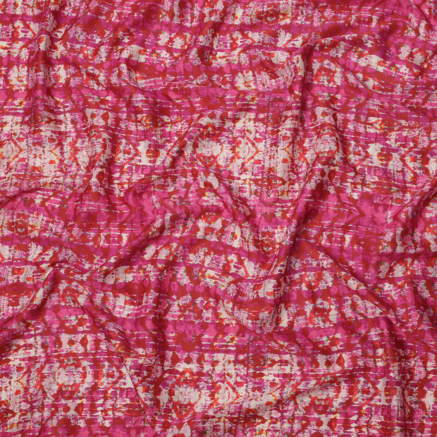 Pink and Red Abstract Tie-Dye Printed Cotton Lawn Fabric, 110 Cms Width, Made in India-D23548 Regal Fabrics