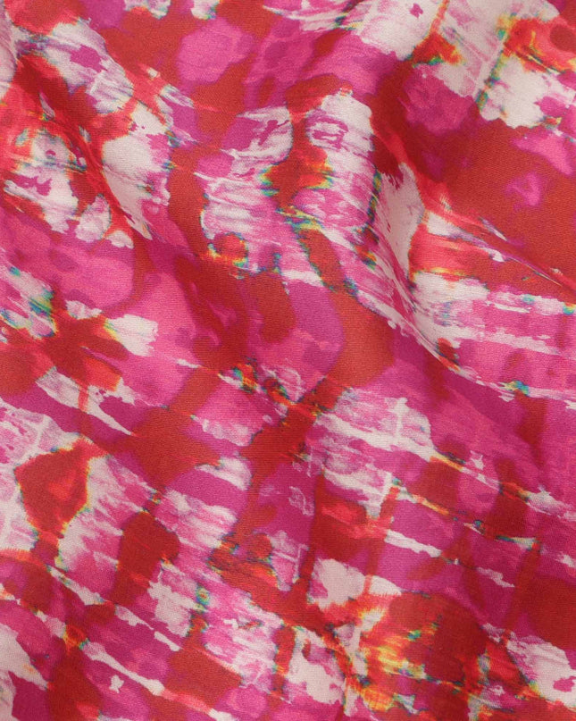Pink and Red Abstract Tie-Dye Printed Cotton Lawn Fabric, 110 Cms Width, Made in India-D23548 Regal Fabrics