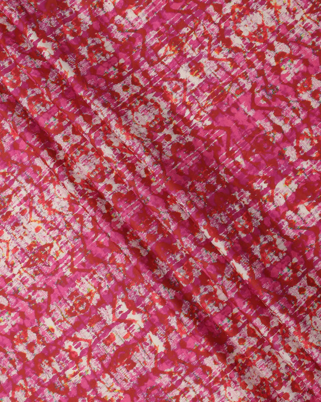 Pink and Red Abstract Tie-Dye Printed Cotton Lawn Fabric, 110 Cms Width, Made in India-D23548 Regal Fabrics