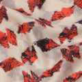 قماش قطني مطبوع عليه أوراق تجريدية باللونين البيج والأحمر والأسود، عرض 110 سم، صنع في الهند - D23549