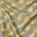Sage Green with Yellow and Beige Abstract Leaf Printed Cotton Lawn Fabric, 110 Cms Width, Made in India-D23551
