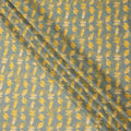 Sage Green with Yellow and Beige Abstract Leaf Printed Cotton Lawn Fabric, 110 Cms Width, Made in India-D23551
