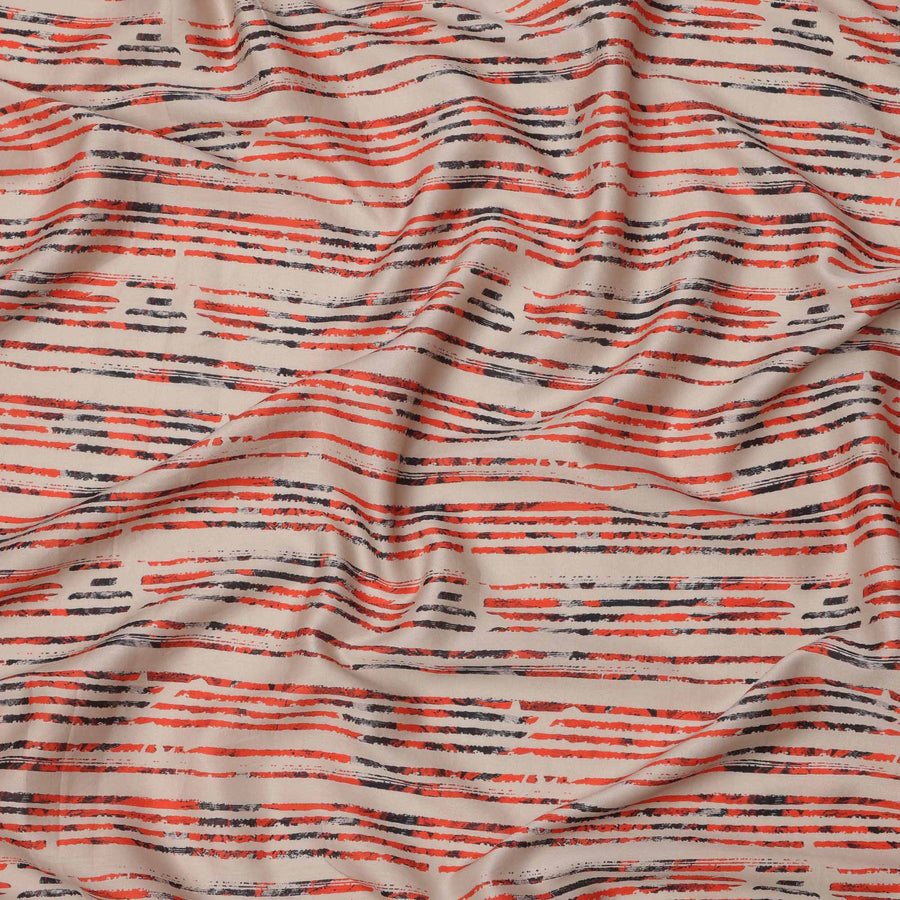 قماش قطني مطبوع عليه خطوط حمراء وسوداء، عرض 110 سم، صنع في الهند - D23552