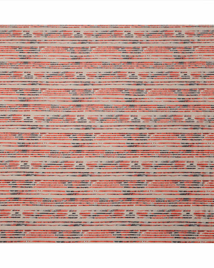 قماش قطني مطبوع عليه خطوط حمراء وسوداء، عرض 110 سم، صنع في الهند - D23552