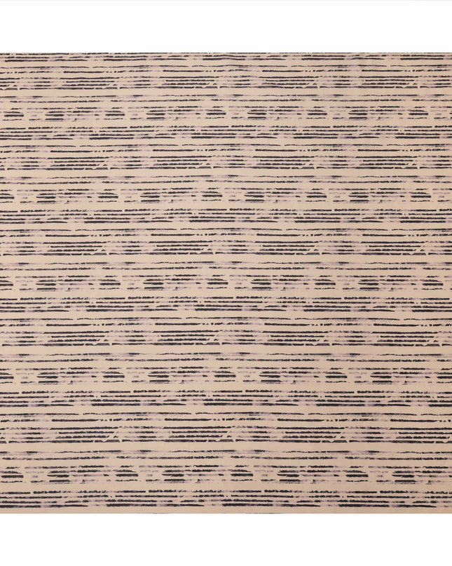 Cream with Black Brushstroke Stripe Printed Cotton Lawn Fabric, 110 Cms Width, Made in India-D23553 Regal Fabrics