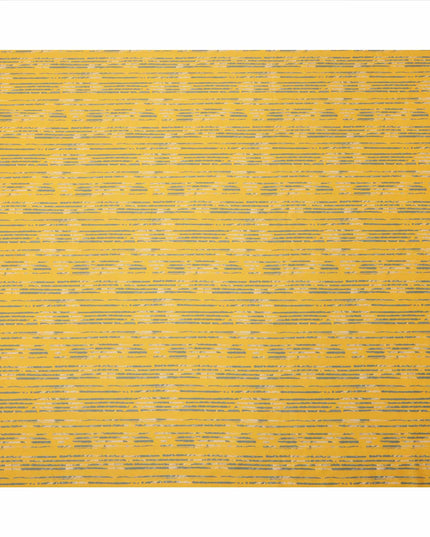 Yellow with Grey Brushstroke Stripe Printed Cotton Lawn Fabric, 110 Cms Width, Made in India-D23554 Regal Fabrics