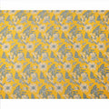قماش قطني مطبوع عليه زهور باللونين الأصفر والرمادي والأبيض، مقاس كبير، عرض 110 سم، صنع في الهند - D23555