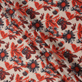 قماش قطني مطبوع عليه زهور جريئة باللون البيج مع الأحمر والأسود، عرض 110 سم، صنع في الهند - D23556
