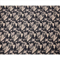 Black with Beige Monochrome Floral Printed Cotton Lawn Fabric, 110 Cms Width, Made in India-D23557