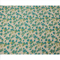 Ivory with Teal and Mustard Leaf Printed Cotton Lawn Fabric, 110 Cms Width, Made in India-D23558