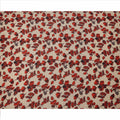 Beige with Red and Black Leaf Printed Cotton Lawn Fabric, 110 Cms Width, Made in India-D23559