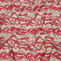Beige with Red and Black Abstract Wave Printed Cotton Lawn Fabric, 110 Cms Width, Made in India-D23561