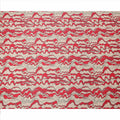 Beige with Red and Black Abstract Wave Printed Cotton Lawn Fabric, 110 Cms Width, Made in India-D23561