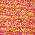 Pink and Yellow Abstract Wave Patterned Cotton Lawn Fabric, 110 Cms Width, Made in India-D23562