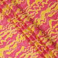 Pink and Yellow Abstract Wave Patterned Cotton Lawn Fabric, 110 Cms Width, Made in India-D23562