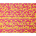 Pink and Yellow Abstract Wave Patterned Cotton Lawn Fabric, 110 Cms Width, Made in India-D23562
