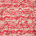 Beige with Red Abstract Wave Pattern Cotton Lawn Fabric, 110 Cms Width, Made in India-D23563