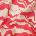 Beige with Red Abstract Wave Pattern Cotton Lawn Fabric, 110 Cms Width, Made in India-D23563