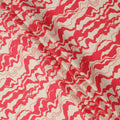 Beige with Red Abstract Wave Pattern Cotton Lawn Fabric, 110 Cms Width, Made in India-D23563