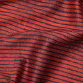 Rust Red with Black Horizontal Stripe Pattern Cotton Lawn Fabric, 110 Cms Width, Made in India-D23564