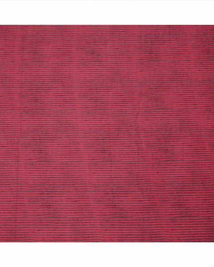 Ruby Pink with Black Horizontal Stripe Pattern Cotton Lawn Fabric, 110 Cms Width, Made in India-D23565 Regal Fabrics
