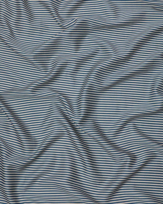 Navy Blue and White Micro Stripe Pattern Cotton Lawn Fabric, 110 Cms Width, Made in India-D23566