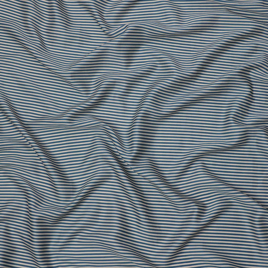 Navy Blue and White Micro Stripe Pattern Cotton Lawn Fabric, 110 Cms Width, Made in India-D23566