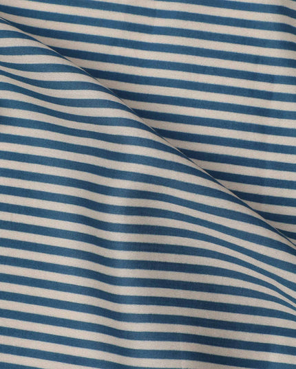 Navy Blue and White Micro Stripe Pattern Cotton Lawn Fabric, 110 Cms Width, Made in India-D23566