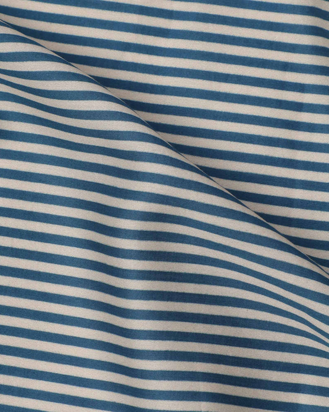 Navy Blue and White Micro Stripe Pattern Cotton Lawn Fabric, 110 Cms Width, Made in India-D23566