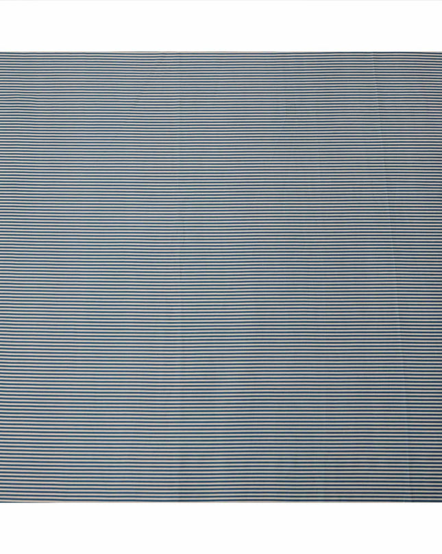 Navy Blue and White Micro Stripe Pattern Cotton Lawn Fabric, 110 Cms Width, Made in India-D23566