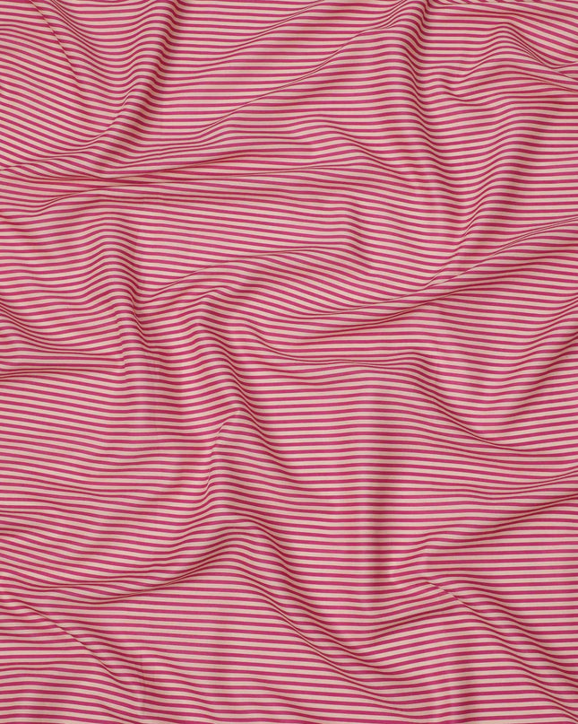 Pink and White Micro Stripe Pattern Cotton Lawn Fabric, 110 Cms Width, Made in India-D23567