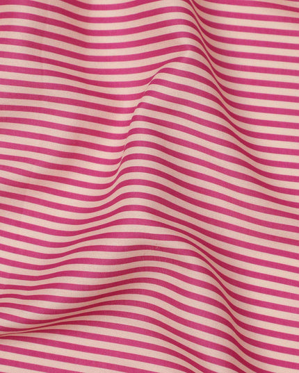 Pink and White Micro Stripe Pattern Cotton Lawn Fabric, 110 Cms Width, Made in India-D23567
