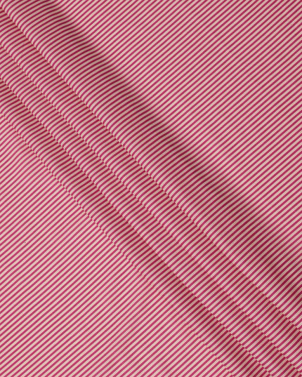 Pink and White Micro Stripe Pattern Cotton Lawn Fabric, 110 Cms Width, Made in India-D23567