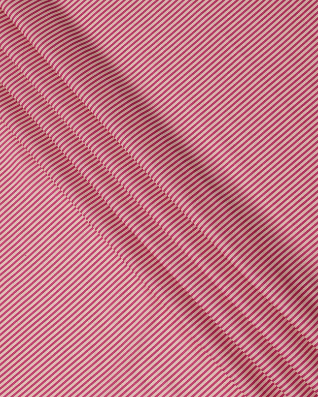 Pink and White Micro Stripe Pattern Cotton Lawn Fabric, 110 Cms Width, Made in India-D23567