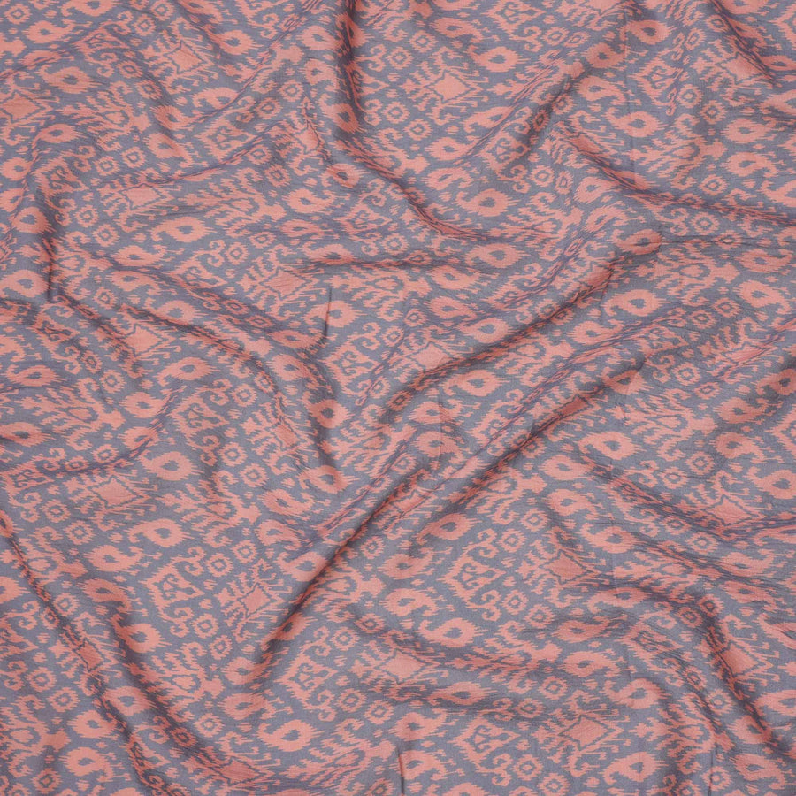 Lavender and Peach Ikat Inspired Geometric Print Cotton Lawn Fabric, 110 Cms Width, Made in India-D23568