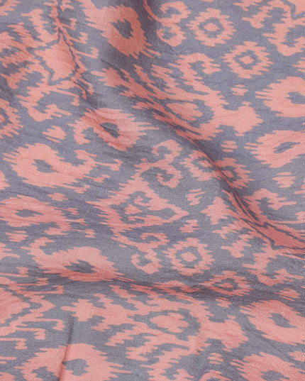 Lavender and Peach Ikat Inspired Geometric Print Cotton Lawn Fabric, 110 Cms Width, Made in India-D23568