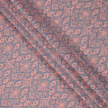 Lavender and Peach Ikat Inspired Geometric Print Cotton Lawn Fabric, 110 Cms Width, Made in India-D23568
