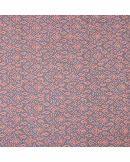 Lavender and Peach Ikat Inspired Geometric Print Cotton Lawn Fabric, 110 Cms Width, Made in India-D23568