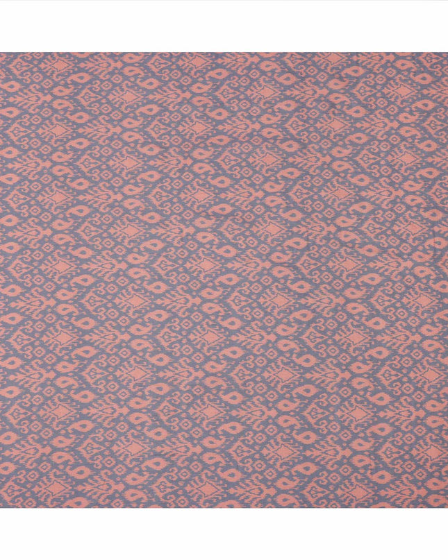 Lavender and Peach Ikat Inspired Geometric Print Cotton Lawn Fabric, 110 Cms Width, Made in India-D23568