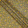 Charcoal Grey and Mustard Yellow Ikat Inspired Geometric Print Cotton Lawn Fabric, 110 Cms Width, Made in India-D23569