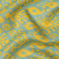 Mint Green and Yellow Ikat Inspired Geometric Print Cotton Lawn Fabric, 110 Cms Width, Made in India-D23570