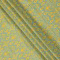 Mint Green and Yellow Ikat Inspired Geometric Print Cotton Lawn Fabric, 110 Cms Width, Made in India-D23570