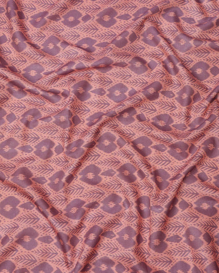 Dusty Pink and Mauve Geometric Ikat Inspired Print Cotton Lawn Fabric, 110 Cms Width, Made in India-D23571