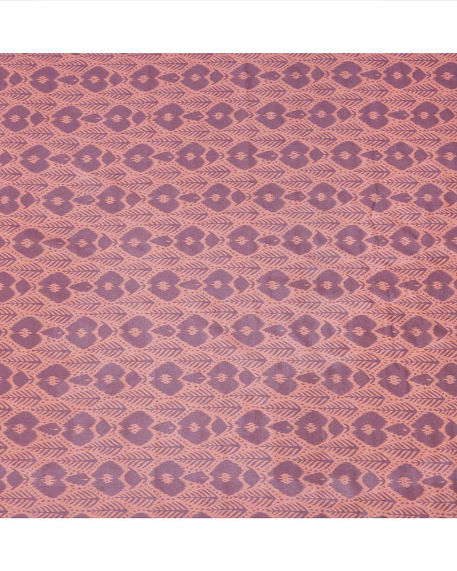 Dusty Pink and Mauve Geometric Ikat Inspired Print Cotton Lawn Fabric, 110 Cms Width, Made in India-D23571