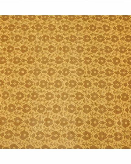 Mustard Yellow and Golden Brown Ikat Inspired Geometric Print Cotton Lawn Fabric, 110 Cms Width, Made in India-D23572